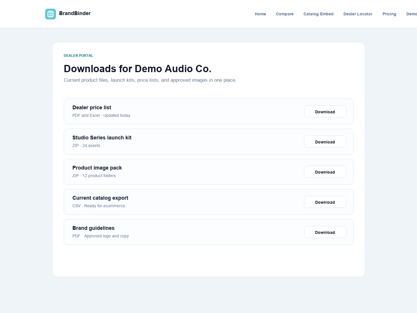 Dealer downloads library