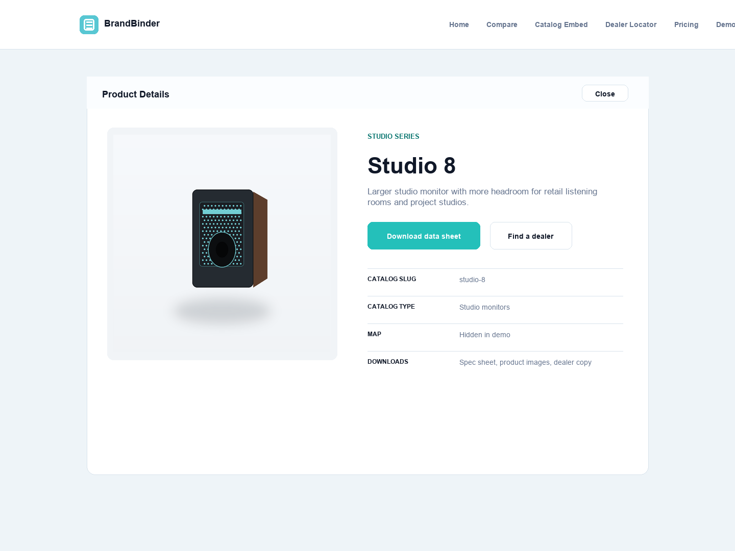 Dealer product detail with product data